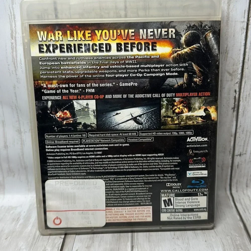 Call of Duty World at War Sony PlayStation 3‎ PS3 Game Complete